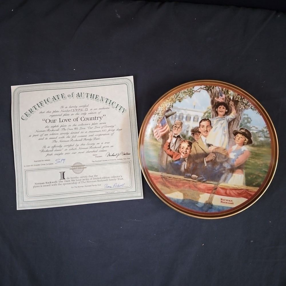 Vintage Norman Rockwell "Our Love of Country" Decorative Plate 8.5" Knowles 1990